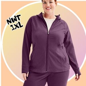 NWT 1XL Full Zip Up Hoodie Jacket w Pockets